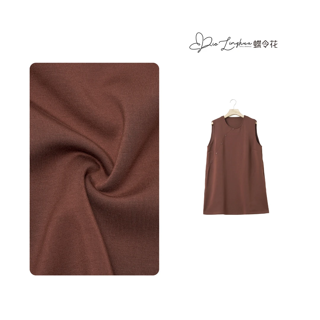 蝶令花秋季气质琥珀流光百搭纯色宽松套头圆领无袖马夹241111