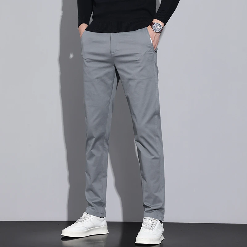 2025新款轻奢纯棉男士休闲裤秋冬宽松休闲百搭厚款弹力直筒西裤男
