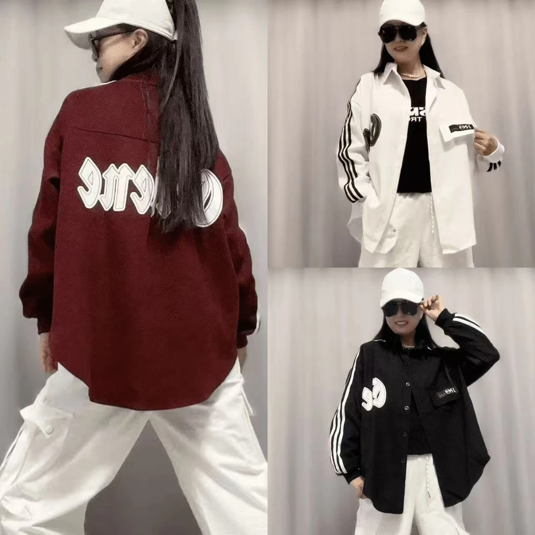 网红春秋新款广场舞曳步舞宽松休闲百搭衬衫豹纹工装裤男女同款潮