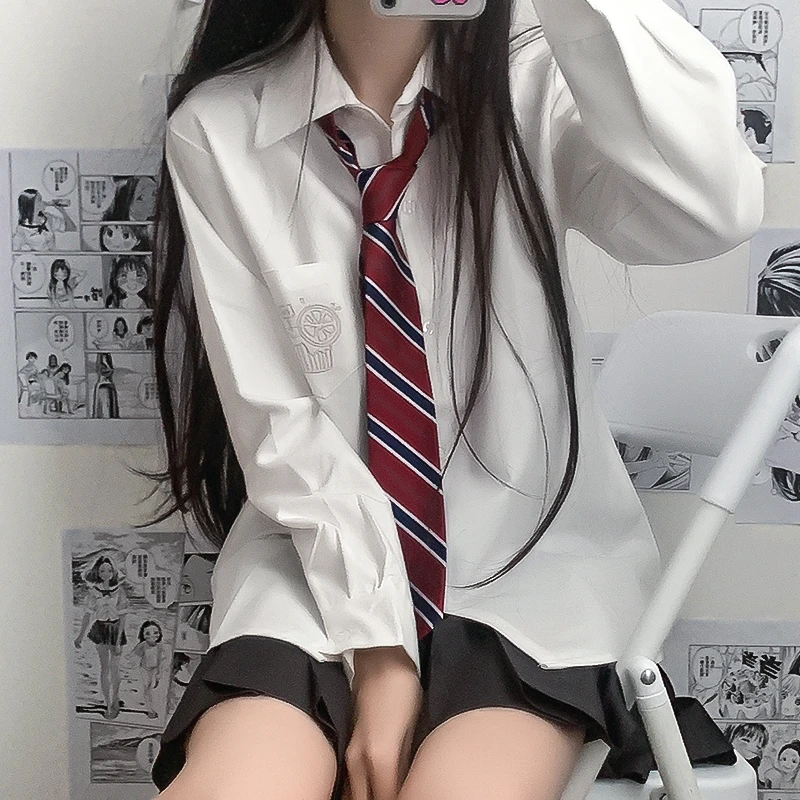 长袖jk衬衫基础款秋冬学生上衣白色衬衣女学院风内搭抗皱制服套装