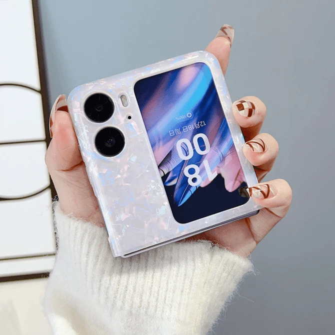 贝壳纹OPPOfindn2flip手机壳N3Flip透明女适用折叠屏软壳防摔全包