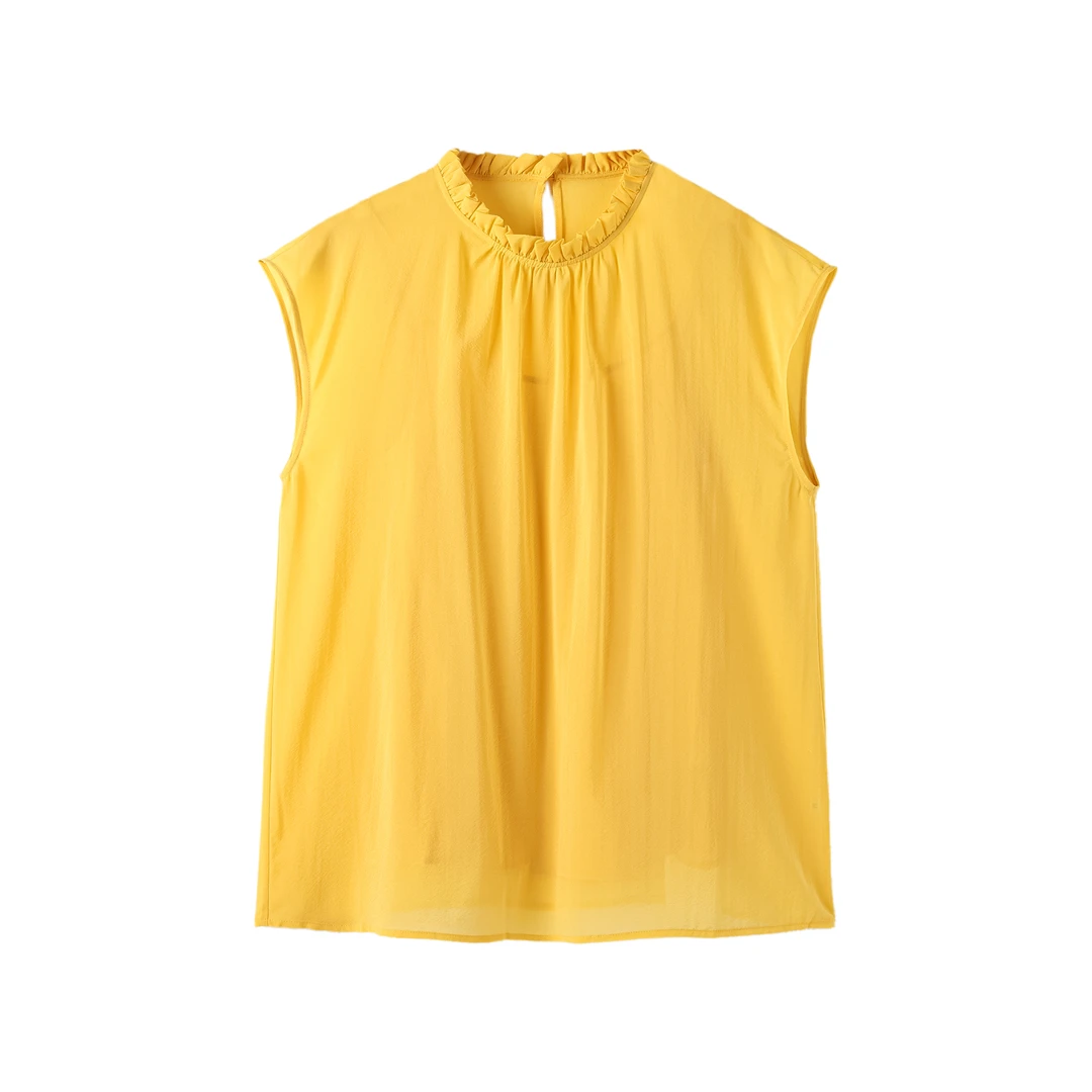 91186-夏圆领气质休闲百搭舒适显瘦通勤时尚流行衬衫上衣女