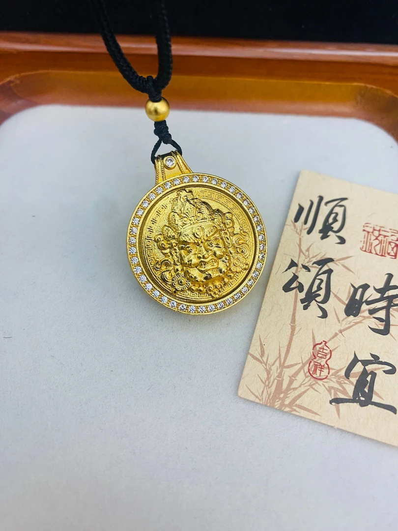 合金吊坠 精品黄财情侣镂空吊坠百搭潮流轻奢吊坠