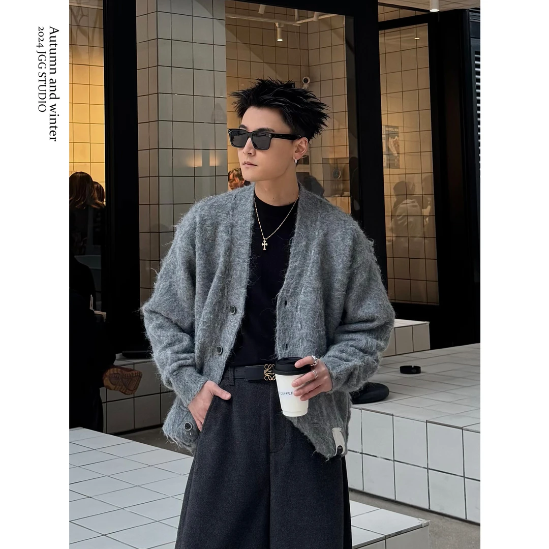 鸡哥哥24A/W 进口5针 双面刷毛 重磅高密度羊毛混纺毛衣开衫