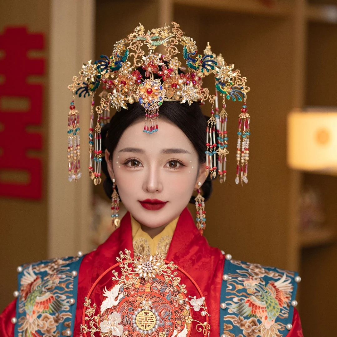 水晶大气凤冠龙凤褂凤冠古风新娘头饰古典婚礼秀禾服发饰流苏饰品