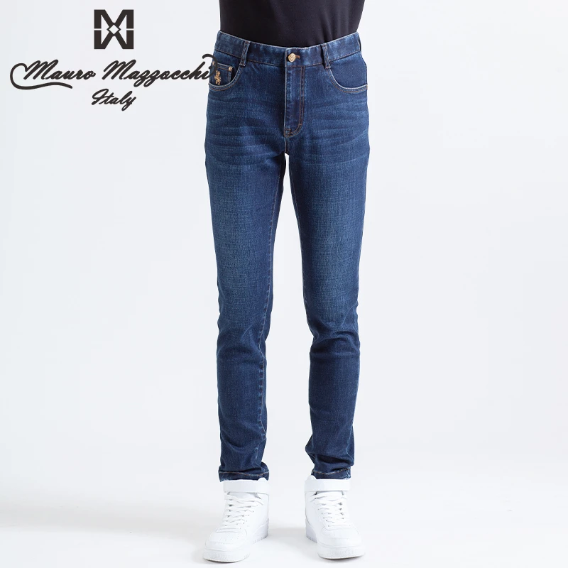 【专柜断码】玛路刺绣男士水洗潮流牛仔裤时尚休闲修身百搭春秋1002