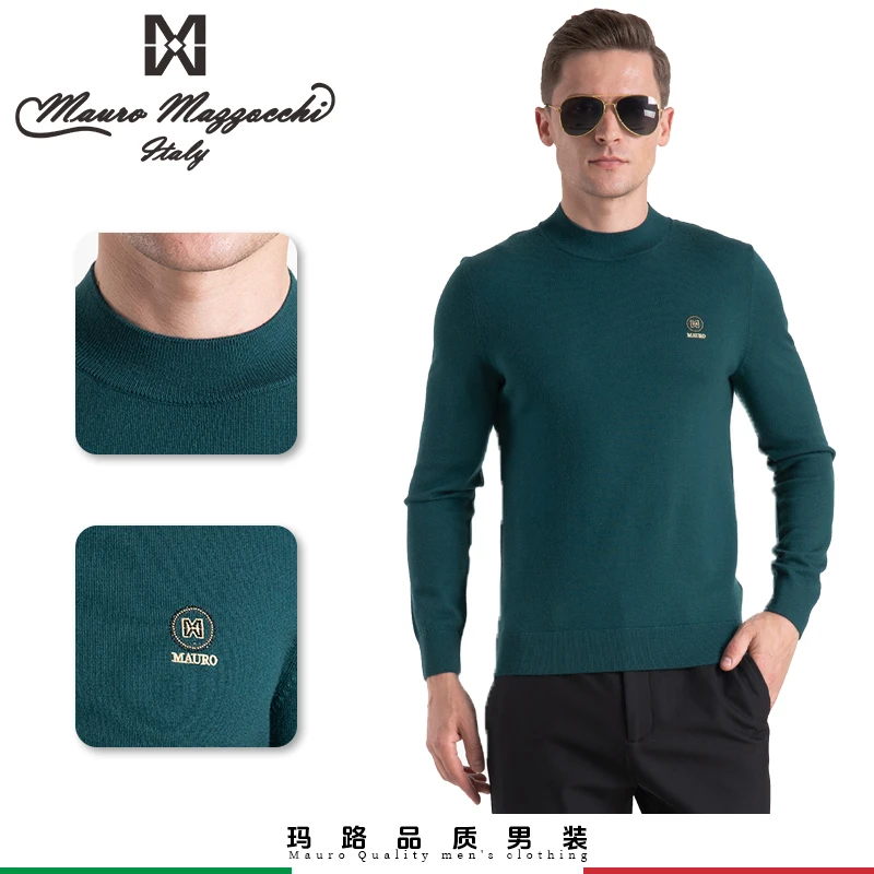 Mauro/玛路男士纯绵羊毛圆领毛衫针织时尚休闲舒适透气秋冬季4006