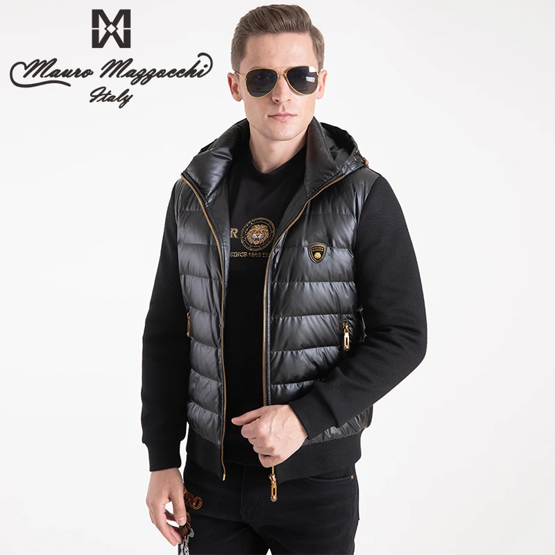 Mauro/玛路绣花烫钻男士立领连帽领羽绒服时尚舒适保暖冬季  6306
