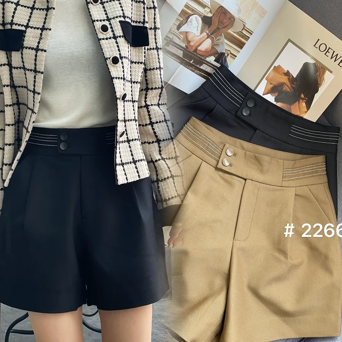 WANTHAT/凡黛卡2266#时尚高腰2024年高级感气质通勤修身纯色短裤