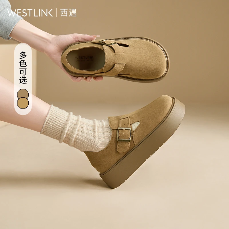 西遇勃肯鞋女厚底2025新款春季复古休闲女鞋一脚蹬单鞋全包博肯鞋