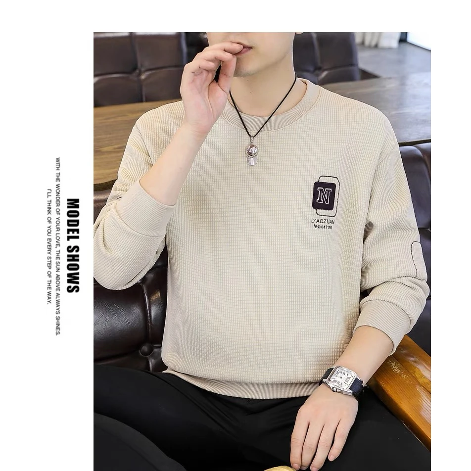 冬季加绒圆领卫衣潮流时尚休闲百搭圆领加绒卫衣男士长袖宽松韩版