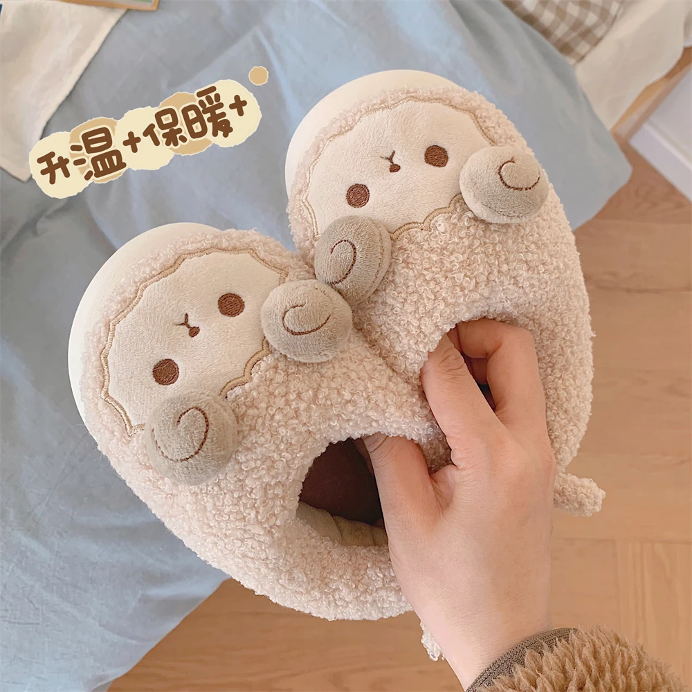 可爱儿童棉拖鞋冬季保暖防滑软底卡通小羊男童女童2025新款家居鞋