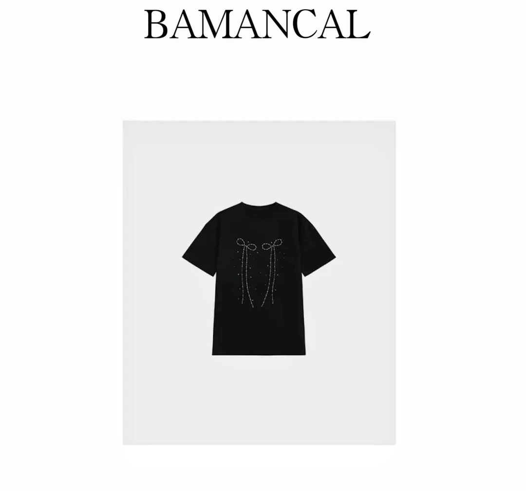 Bamancai-(流星蝴蝶)新款圆领T恤夏季百搭短袖时尚上衣8015