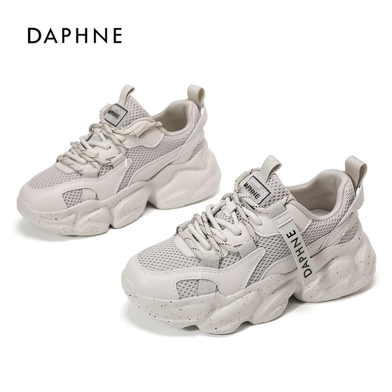 Daphne/达芙妮厚底老爹鞋女2025新款秋冬季厚底松糕百搭休闲鞋