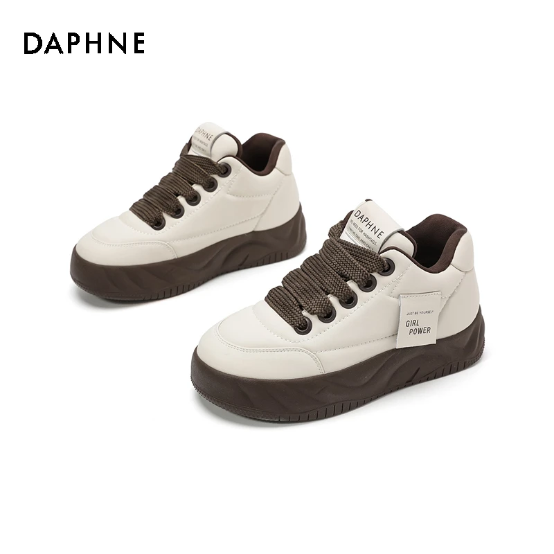 达芙妮板鞋女2025年新款夏季增高厚底运动休闲鞋百搭面包鞋小白鞋