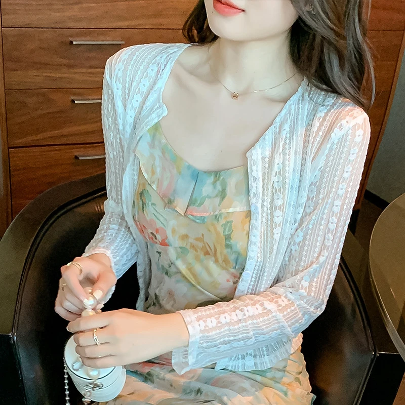 夏季防晒衣蕾丝小披肩女短款开衫小外套洋气超仙女气质显瘦薄外搭