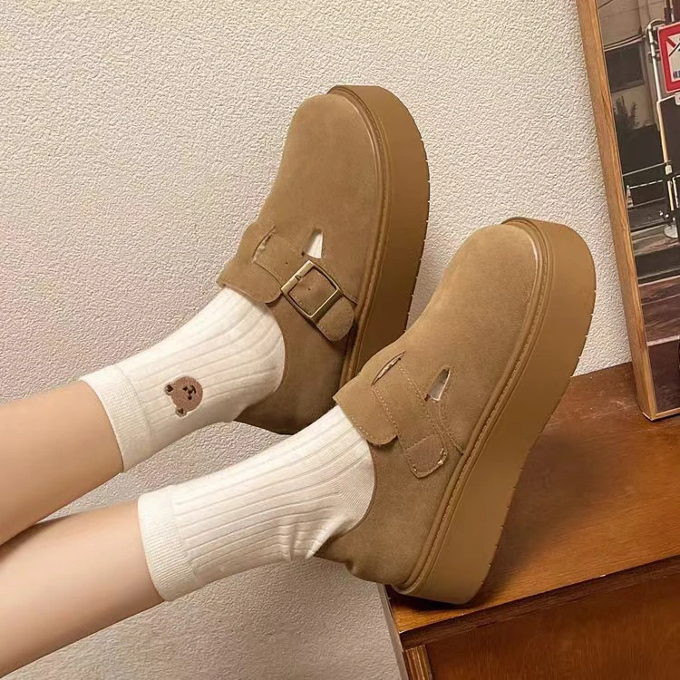 厚底勃肯鞋女一脚蹬懒人鞋增高百搭单鞋春秋季新款#66