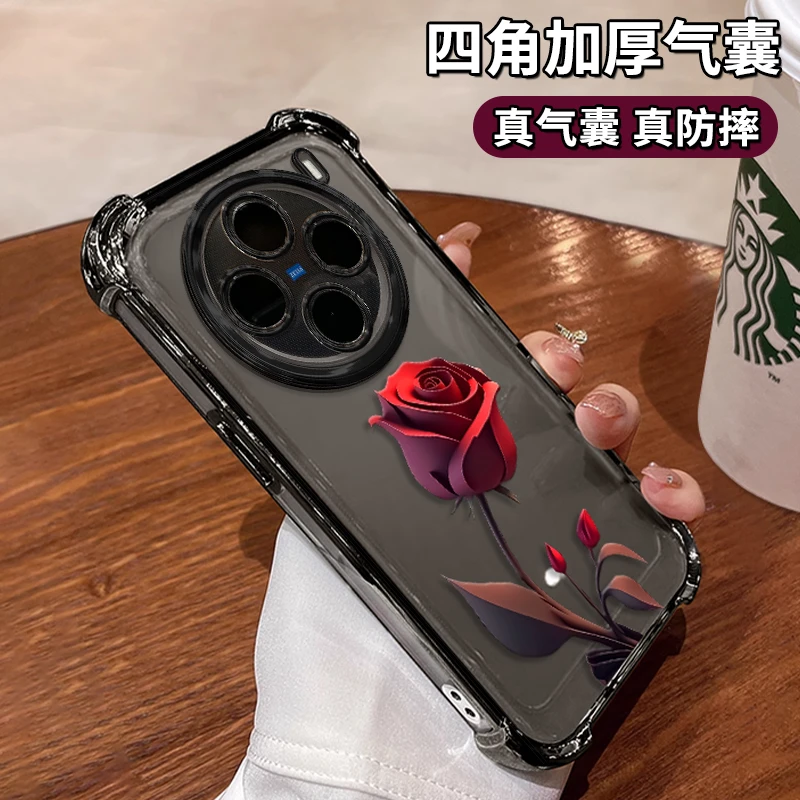 适用于VIVOX100一支玫瑰电镀防摔壳女款创意全包保护套