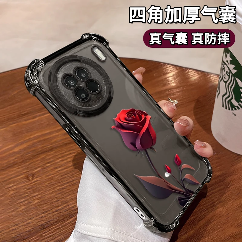 适用于VIVOx90s一支玫瑰电镀防摔壳女高级感创意全包保护套
