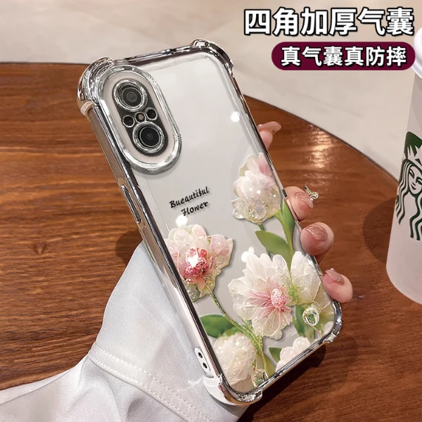 适用于华为nova9se水晶花电镀防摔壳防摔创意女款手机壳保护套