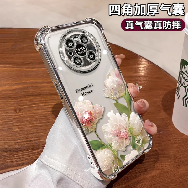 适用于华为mate40Pro水晶花电镀防摔壳创意女款手机壳保护套