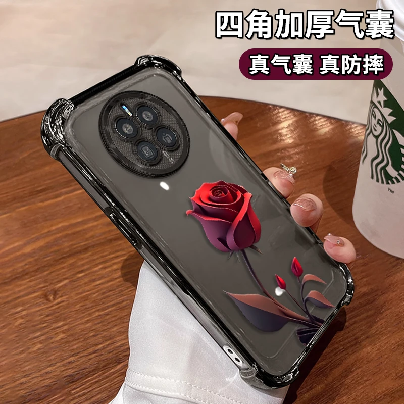 适用于华为MATE50一支玫瑰电镀防摔壳女款创意全包保护套