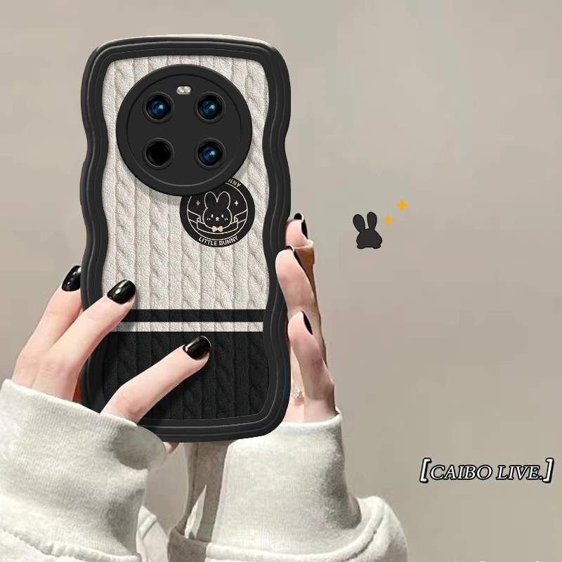 适用华为mate40/40pro【毛衣兔兔】手机壳新款镜头全包防摔保护套