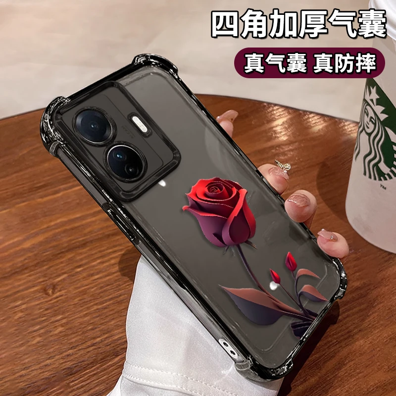 适用于VIVOS15E一支玫瑰电镀防摔壳女款创意全包保护套