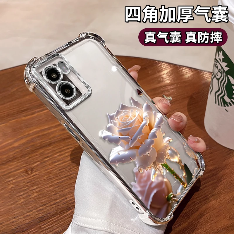 适用于OPPOA57水晶玫瑰电镀防摔壳创意女手机壳保护套