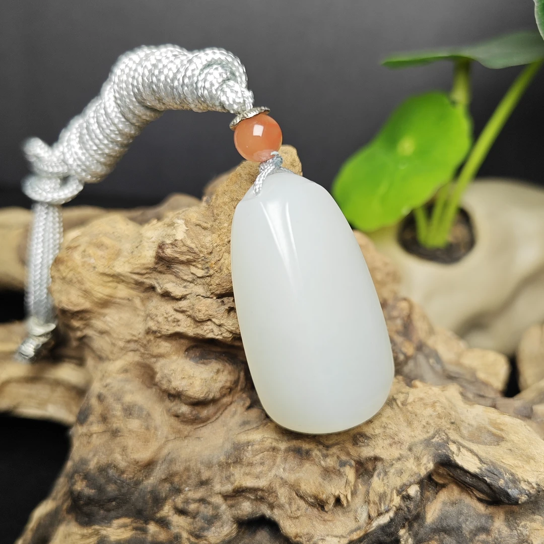 和田玉白玉无事牌 时尚百搭气质吊坠正宗上等高货