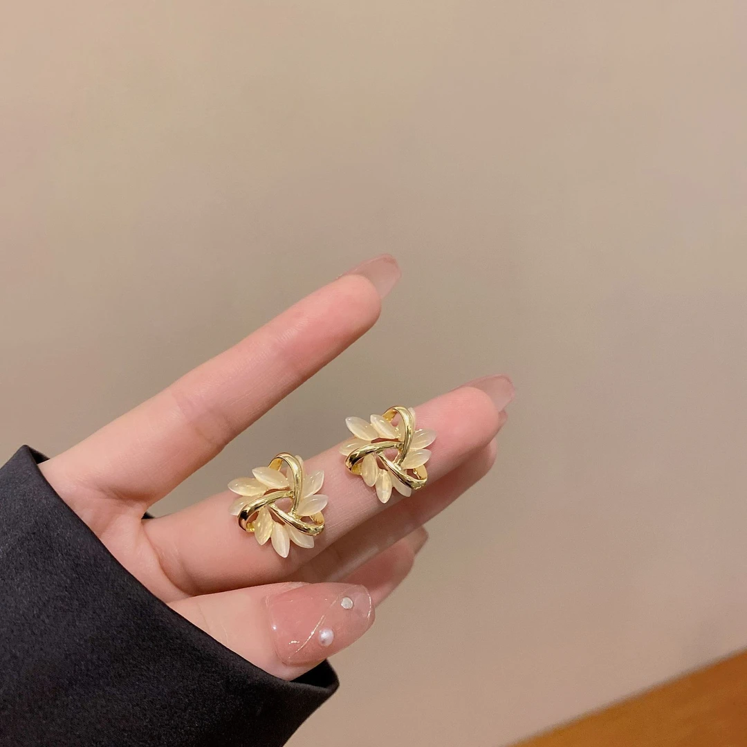 银针高级感复古小石石耳环女冷淡风百搭太阳花耳钉轻奢