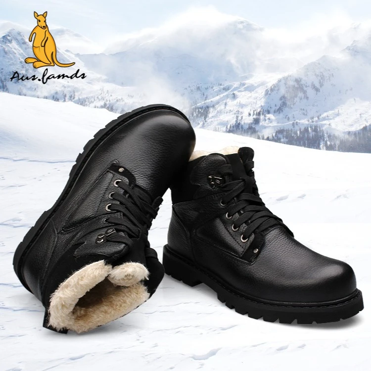 AUSFAMDS/澳洲名袋鼠正品男士棉鞋冬季大码加绒加厚保暖雪地靴子