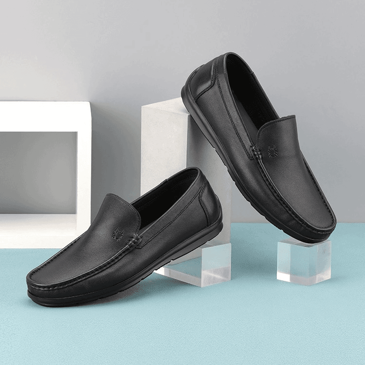 （小羽粉丝专享）镂空豆豆鞋新款头层牛皮透气皮鞋男款一脚蹬休闲鞋