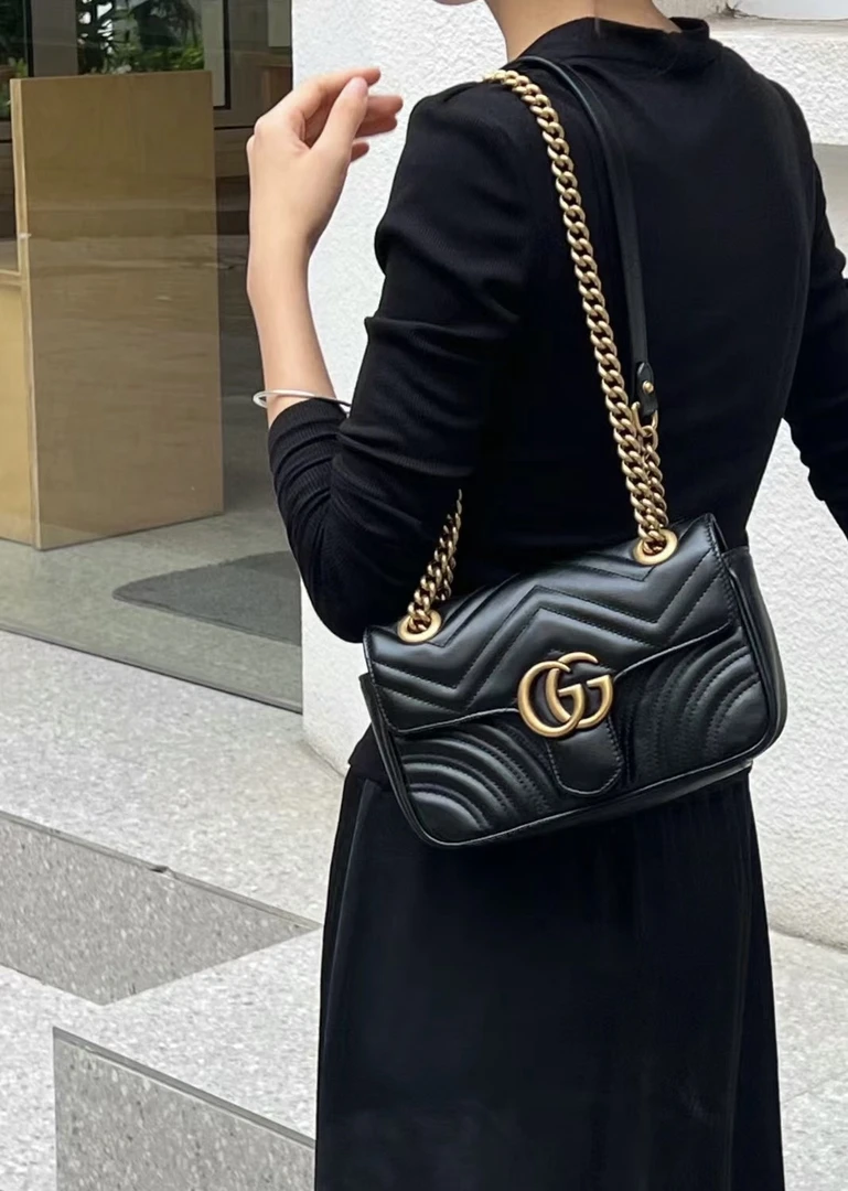 95新 GUCCI/古驰 梵·心选/黑金马蒙26底长/全原/95新