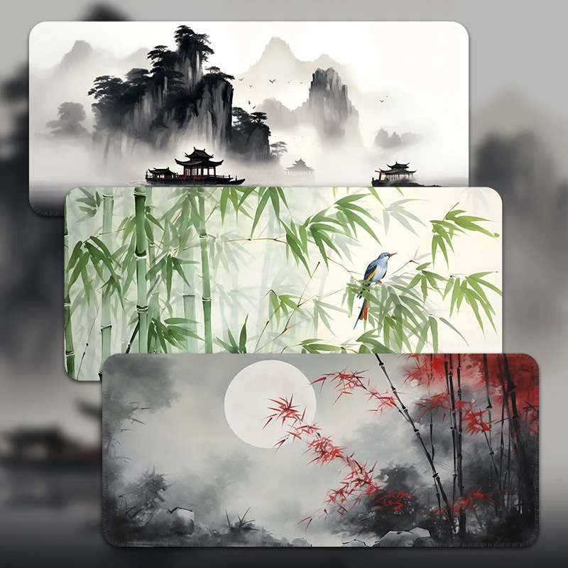 鼠标垫超大古风写意电脑桌垫水墨古字画键盘垫滑鼠垫办公电脑垫子