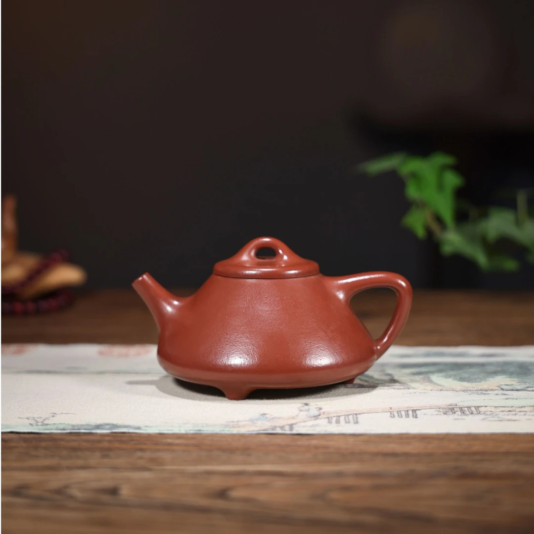 宜兴原矿纯手工紫砂壶朱泥子冶石瓢170cc小容量