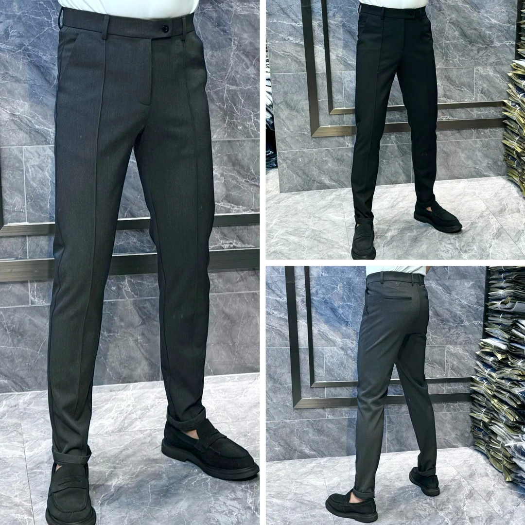 3B286  欧货轻奢简约裤线休闲男裤男士弹力百搭冬季小脚裤