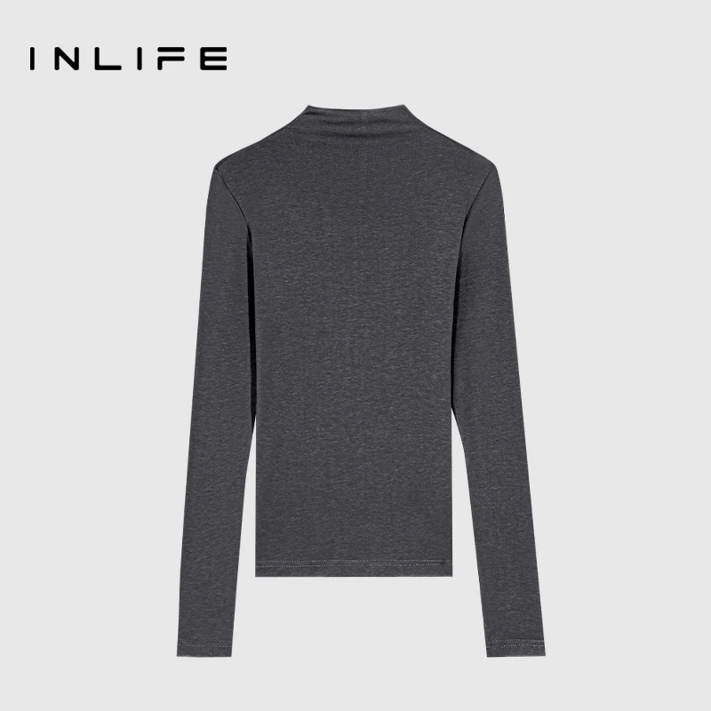 inlife【专柜钜惠】显瘦半高领长袖打底衫高级衣服内搭W23D2T7210