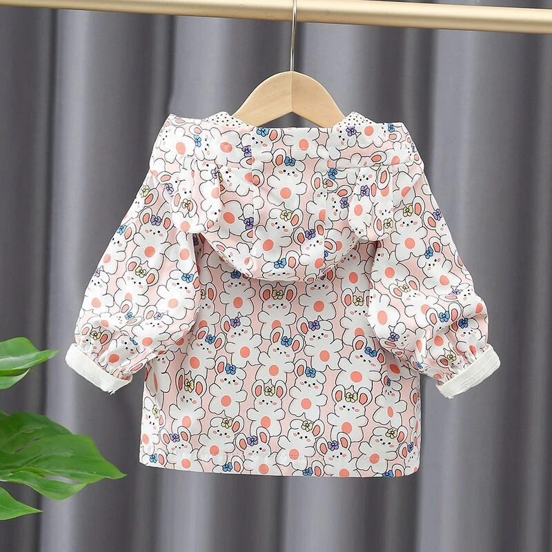 么么新款女童春秋外套2024新款夹克中小童衣服女孩上衣女宝宝连帽