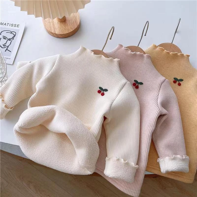 么么新款秋装冬季洋气加绒加厚打底衫秋冬装女宝宝长袖T恤儿童装