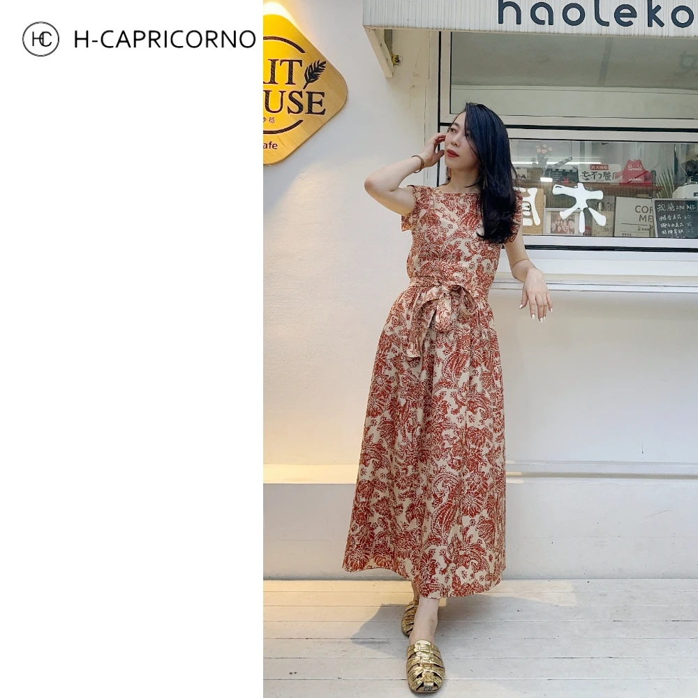 H-CAPRICORNO法式复古茶歇裙立体剪裁柔美真丝连衣裙