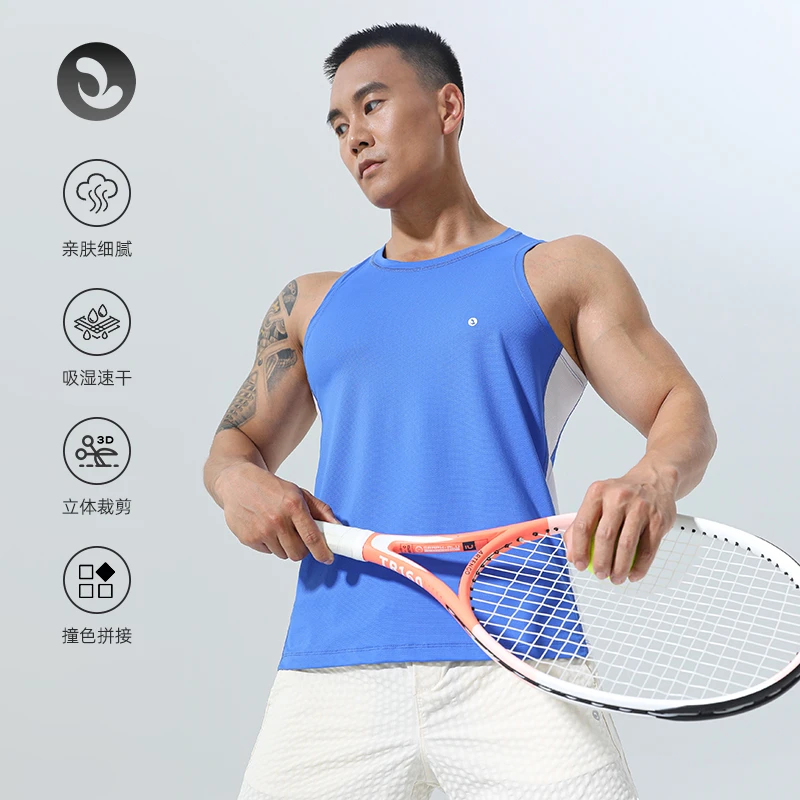 SOSOLEMON 训练高弹拼接色夏季工字型男运动速干背心无袖吸湿健身