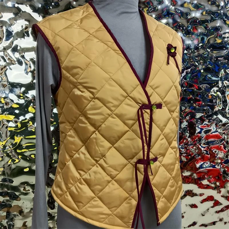 时尚轻薄马甲保暖短款秋冬女士百搭咖色马夹女款新中式显瘦背心