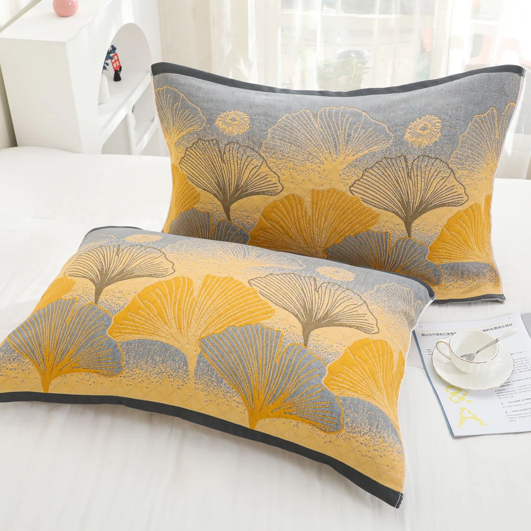 杏芙里枕巾 提花多层纱布柔暖舒适加厚一对枕巾