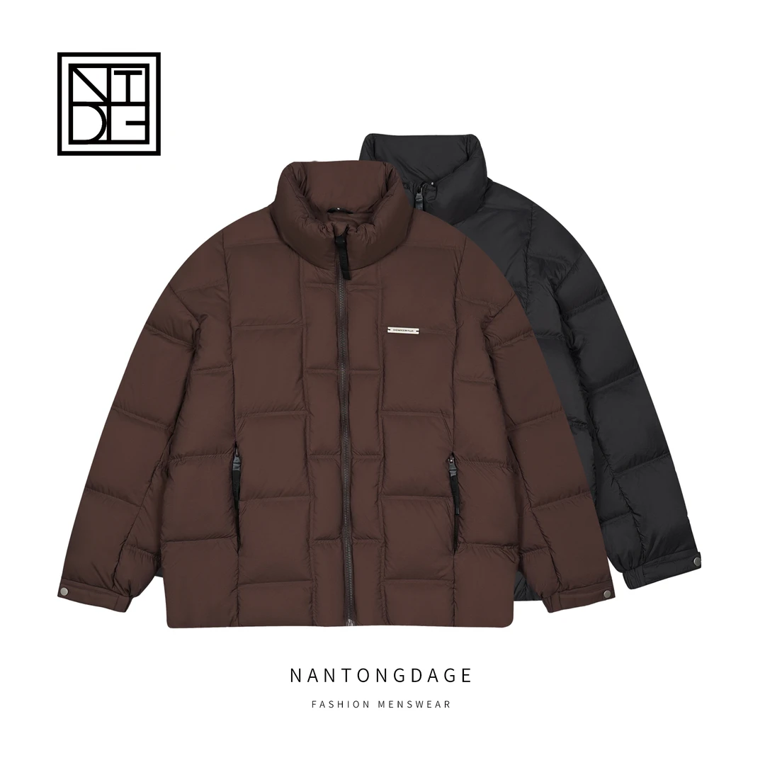 立领90鹅绒加厚羽绒服男冬季纯色简约宽松面包服 Y13-5518