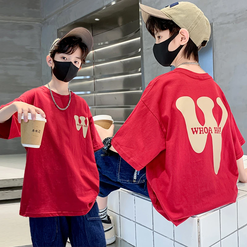 男童T恤短袖春夏装2025春季新款儿童体恤宽松中大童半袖打底衫潮