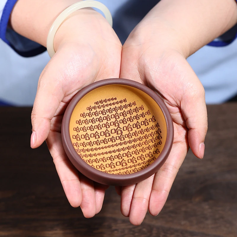 紫砂杯哈哈杯趣味手工雕刻圆形复古主人杯家用茶杯