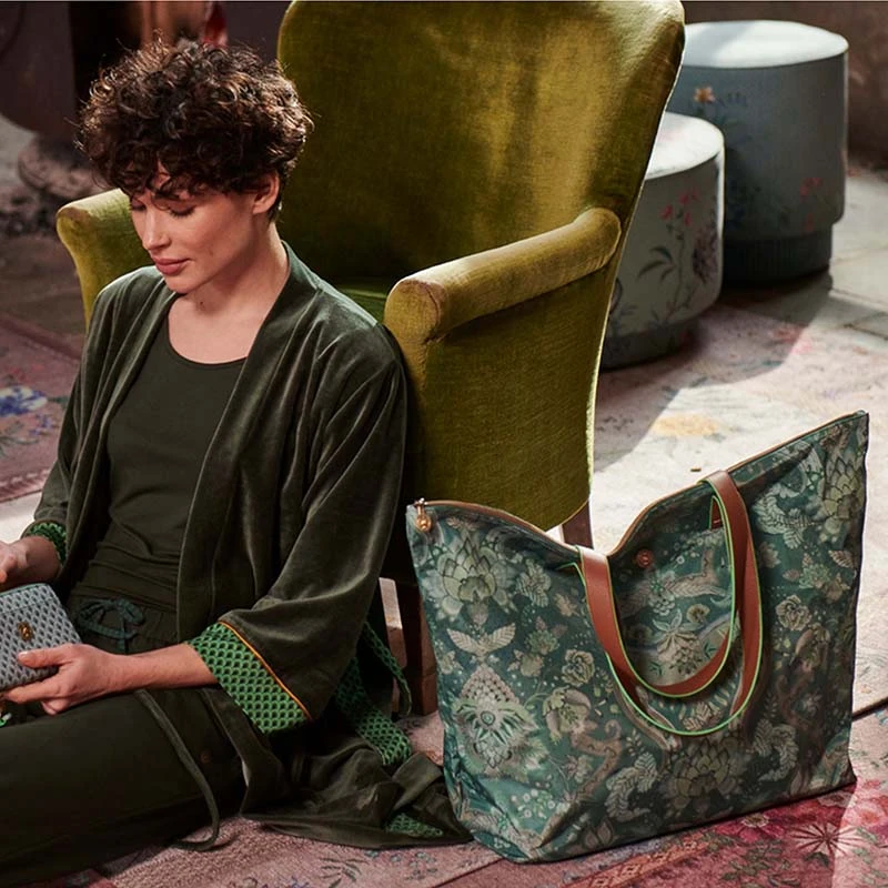 荷兰PIP中号托特包-京都繁花绿 35.5x28x17.5cm 7L