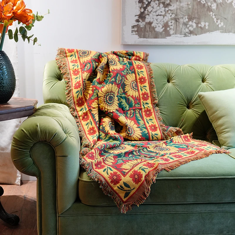 向阳而生线织流苏毯披肩露营毯