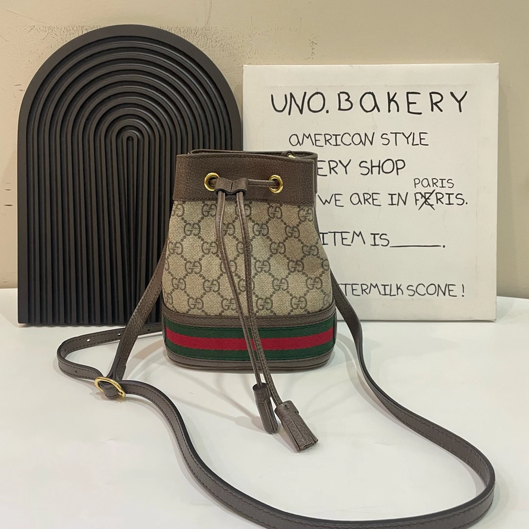 95新 GUCCI/古驰 【蔡包紫】ophidia mini老花小水桶/8107534